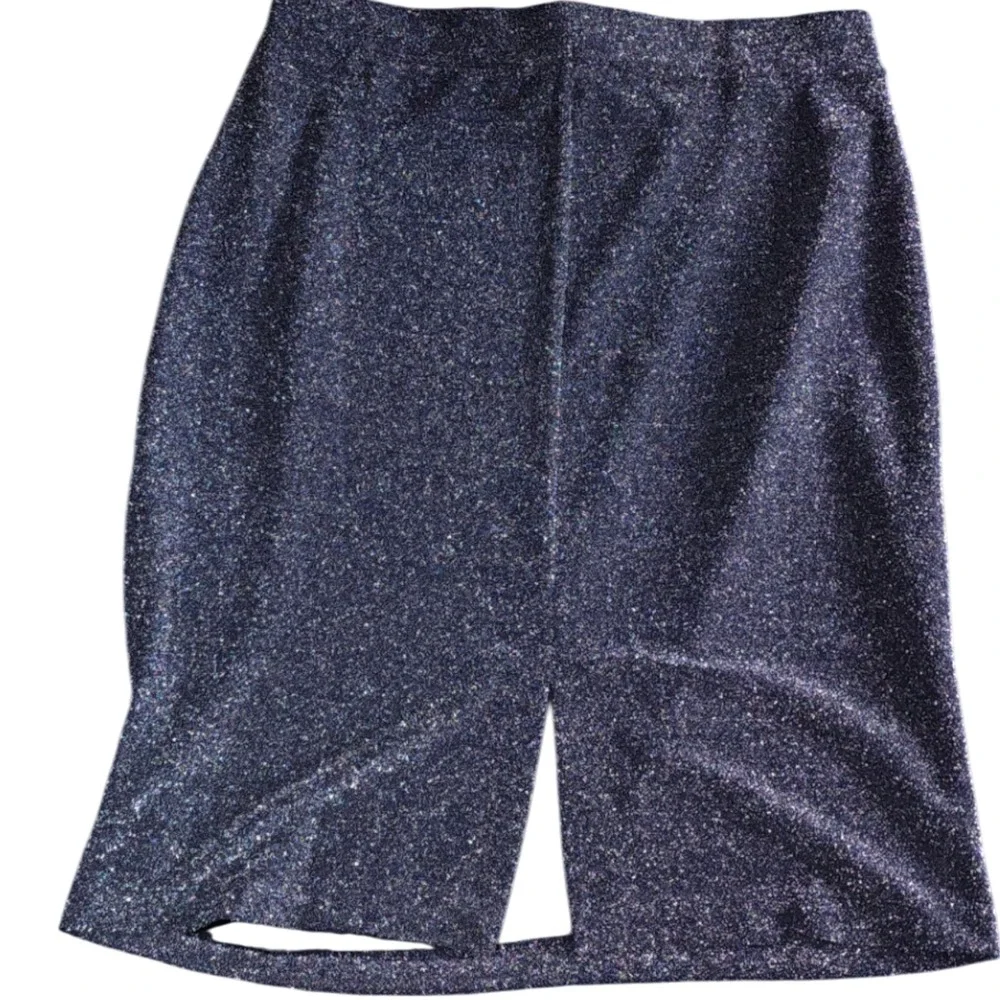 Michael Kors Skirt L Large Black Silver Metallic Shimmer, Pencil, Knee Length, N